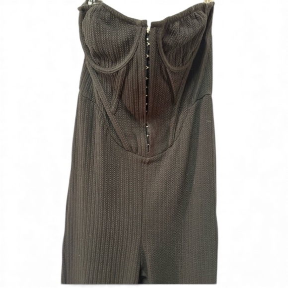 NWT Pretty Little Thing Black Ribbed Corset Strapless Jumpsuit 10 - Picture 12 of 13